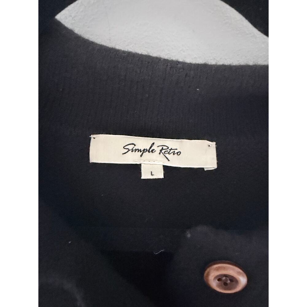Simple Retro Norah Snowflake Jacquard Black Polo Fair Isle Knit Sweater-Size L - Picture 6 of 7